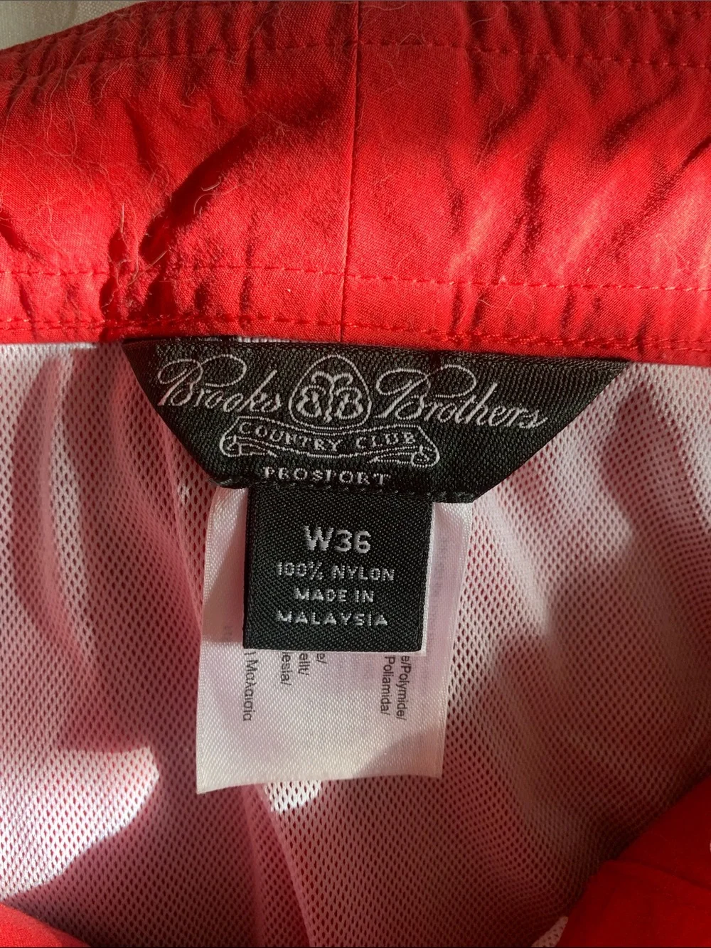 Brooks Brothers Red Men's Swim Shorts with Navy Piping